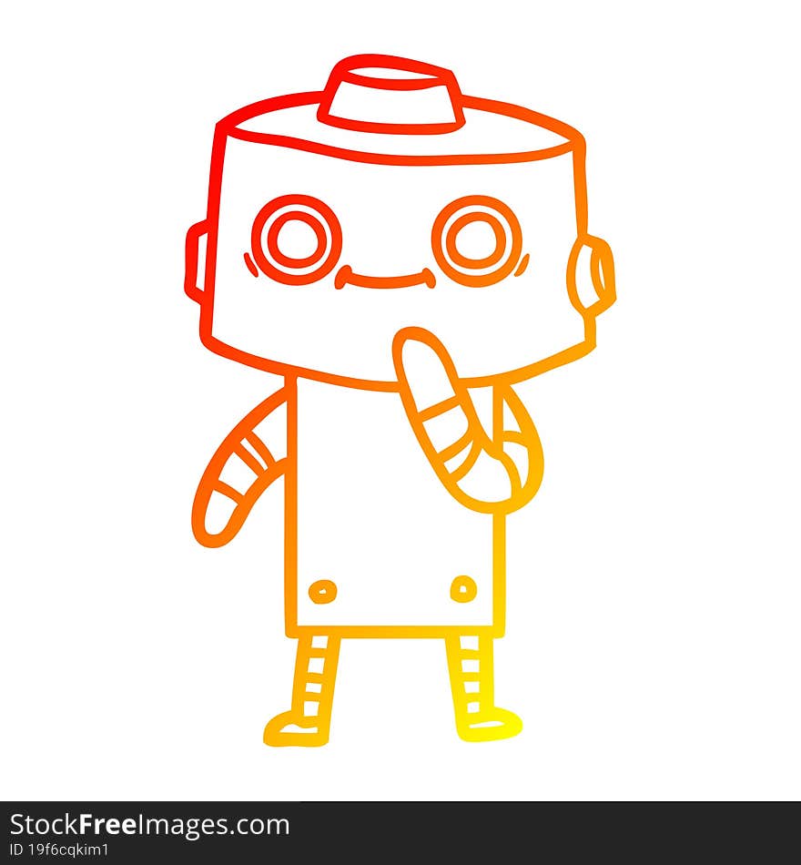 warm gradient line drawing cartoon robot