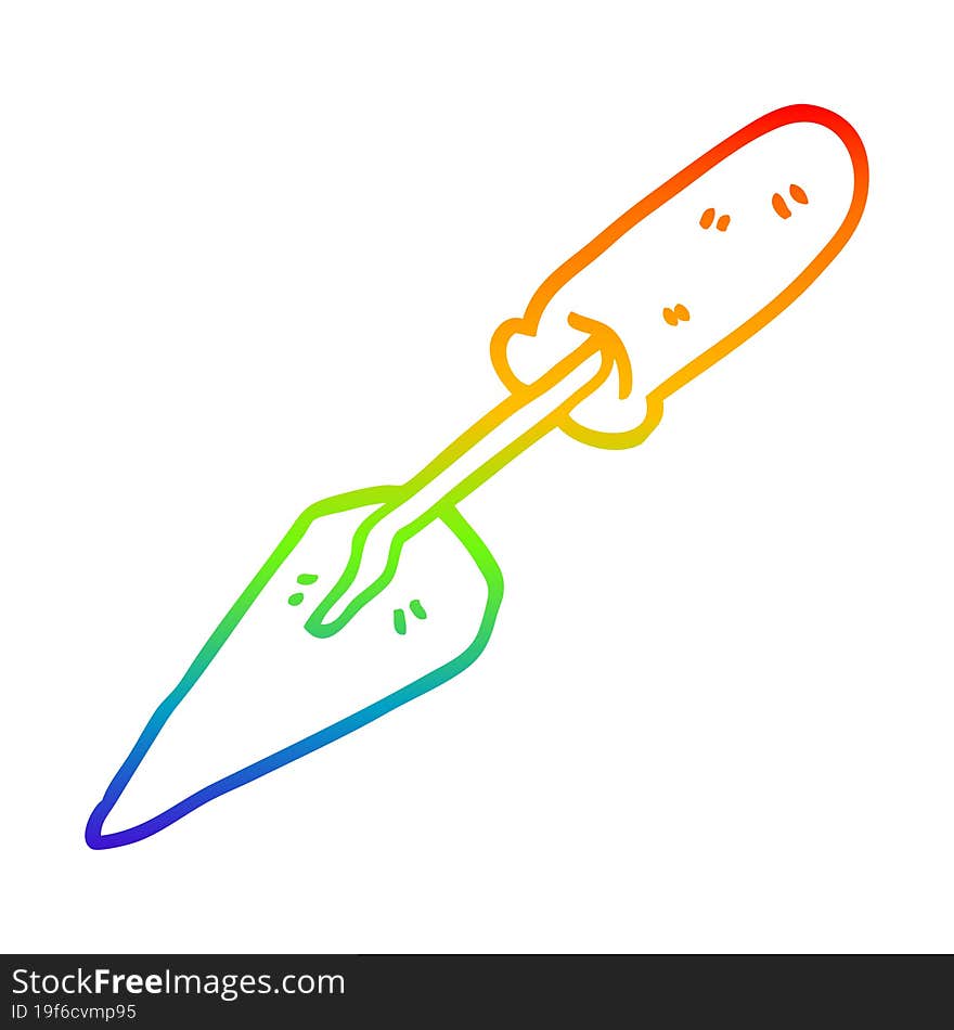 Rainbow Gradient Line Drawing Cartoon Trowel