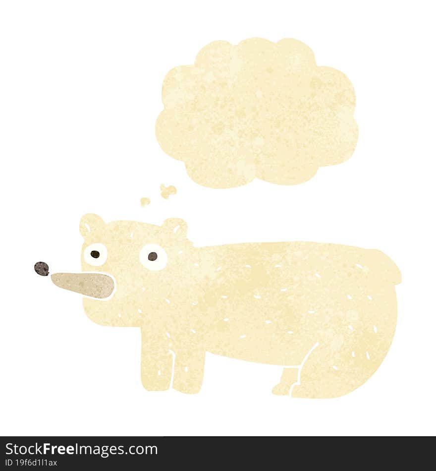 funny cartoon polar bear with thought bubble