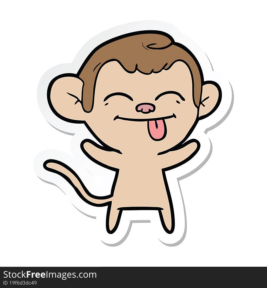 Sticker Of A Funny Cartoon Monkey