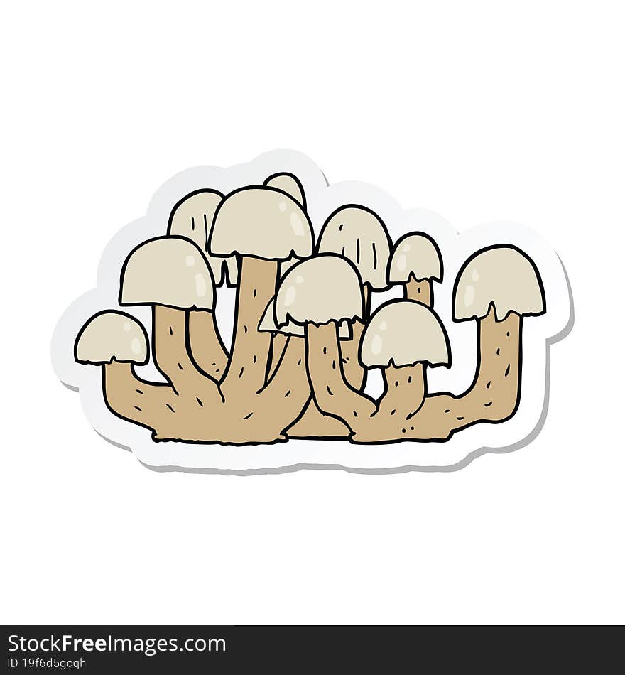 Sticker Of A Cartoon Mushroom