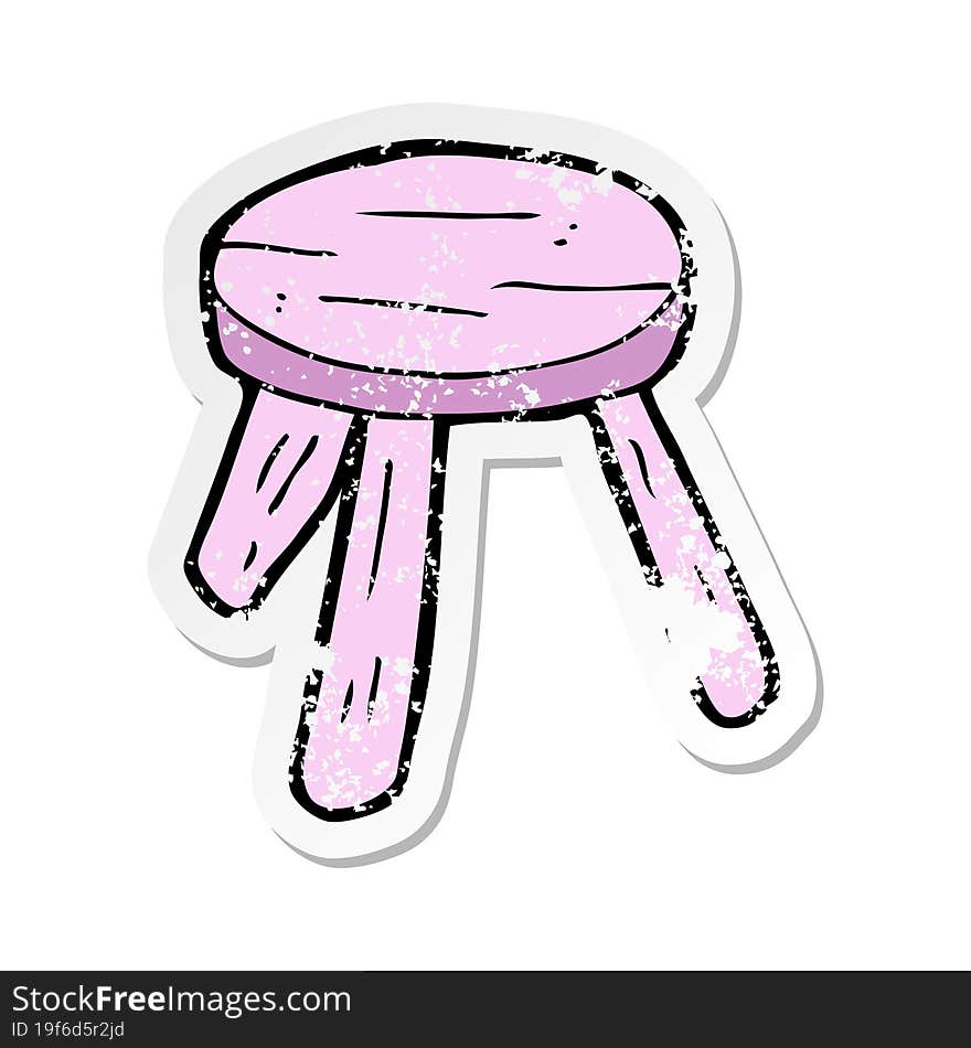 retro distressed sticker of a cartoon pink stool