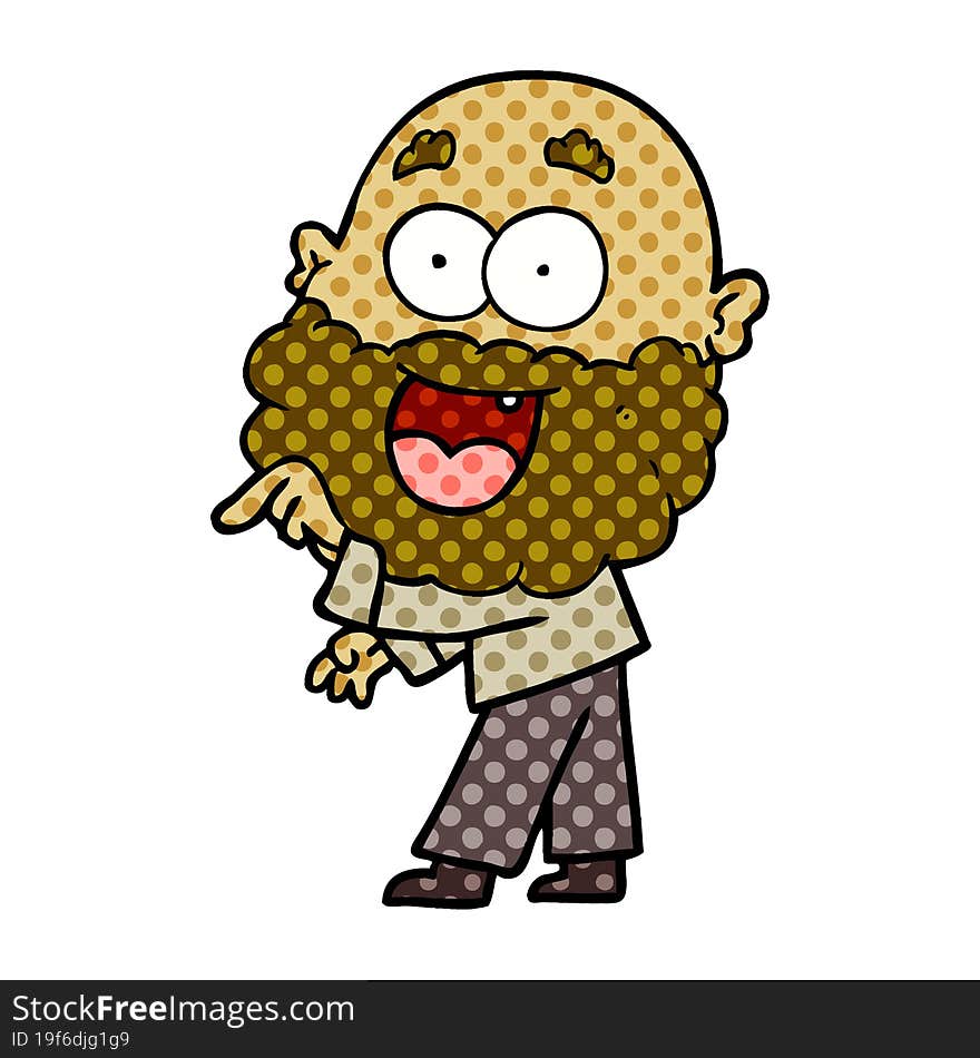 cartoon crazy happy man with beard. cartoon crazy happy man with beard