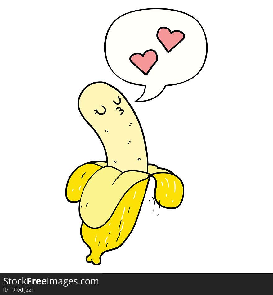 cartoon banana in love with speech bubble. cartoon banana in love with speech bubble