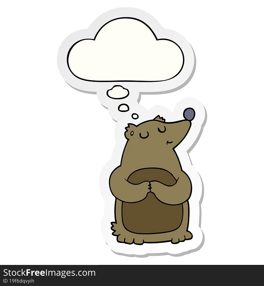 cartoon bear and thought bubble as a printed sticker