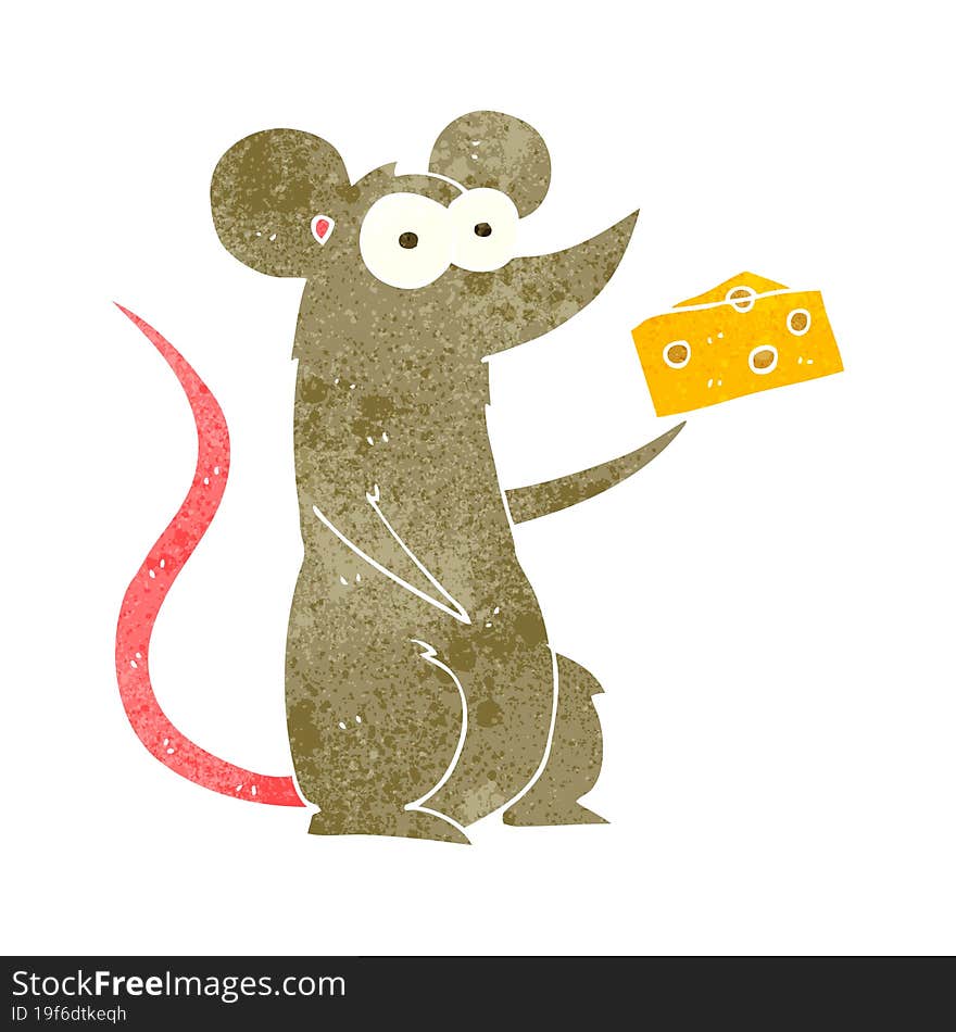 Retro Cartoon Mouse With Cheese