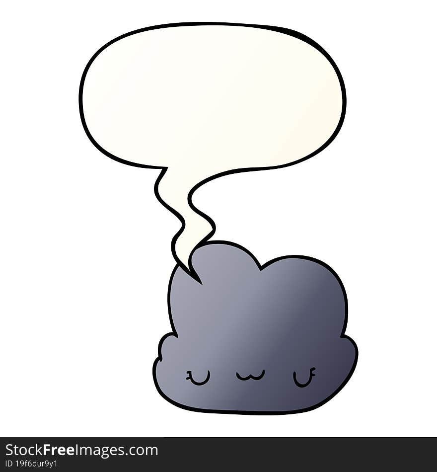 cute cartoon cloud and speech bubble in smooth gradient style