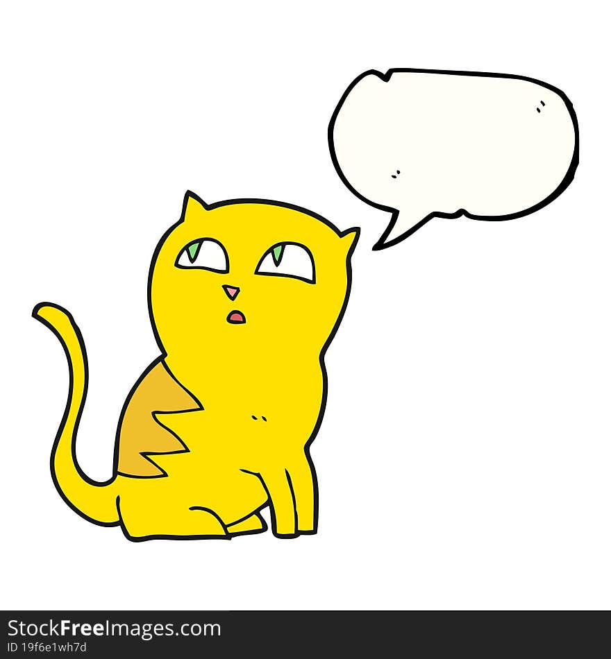 freehand drawn speech bubble cartoon cat