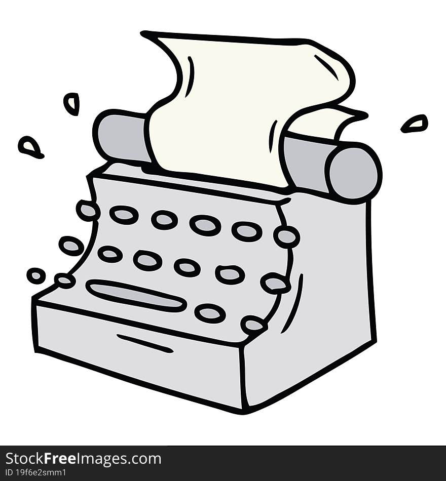 cartoon doodle of old school typewriter