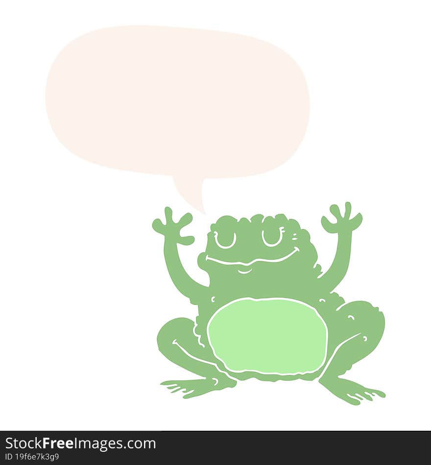 Cartoon Frog And Speech Bubble In Retro Style