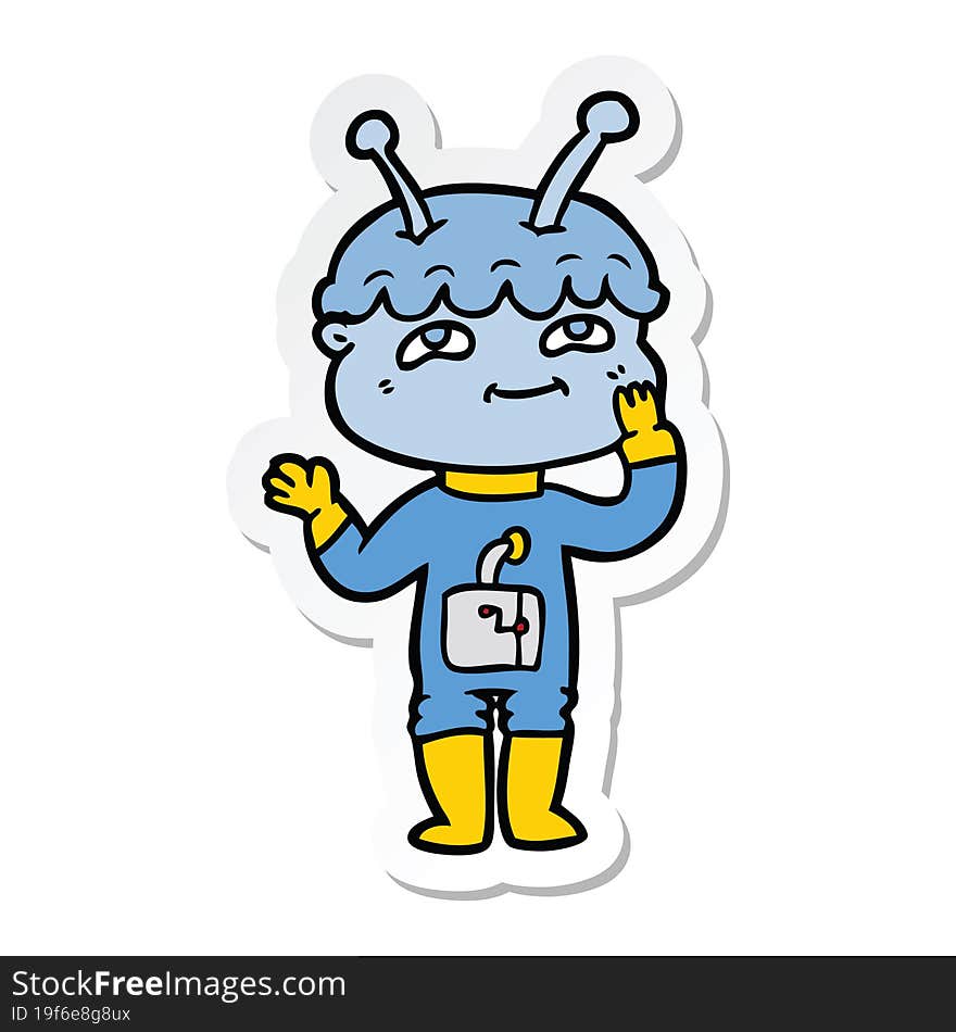 Sticker Of A Surprised Cartoon Spaceman