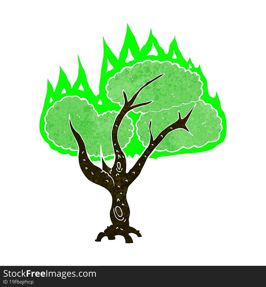 Cartoon Spooky Burning Tree