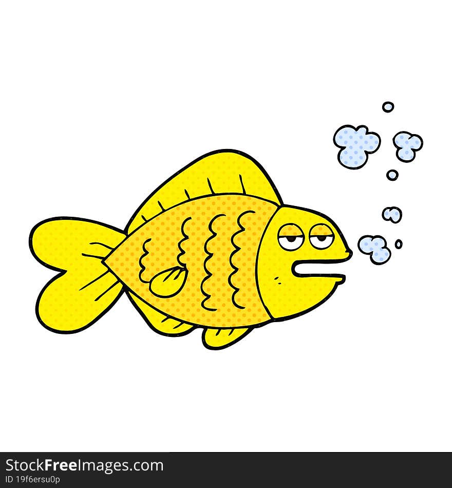 freehand drawn comic book style cartoon funny fish