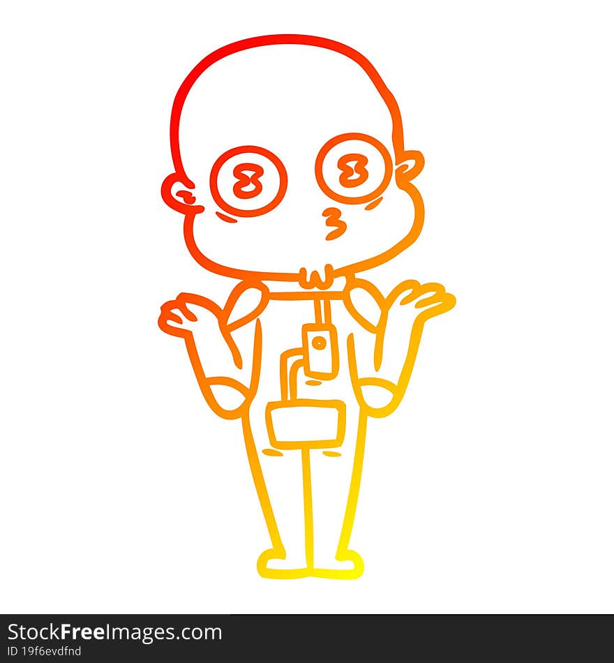 warm gradient line drawing confused weird bald spaceman