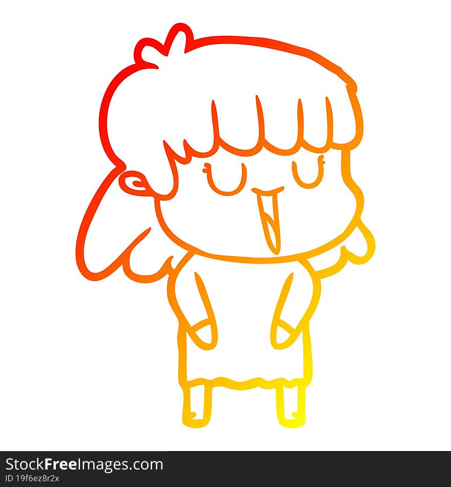 warm gradient line drawing of a cartoon woman laughing