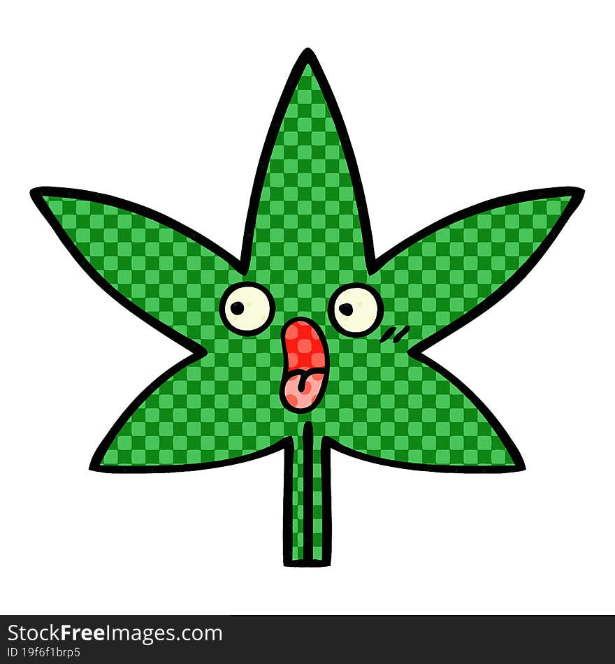 comic book style cartoon marijuana leaf