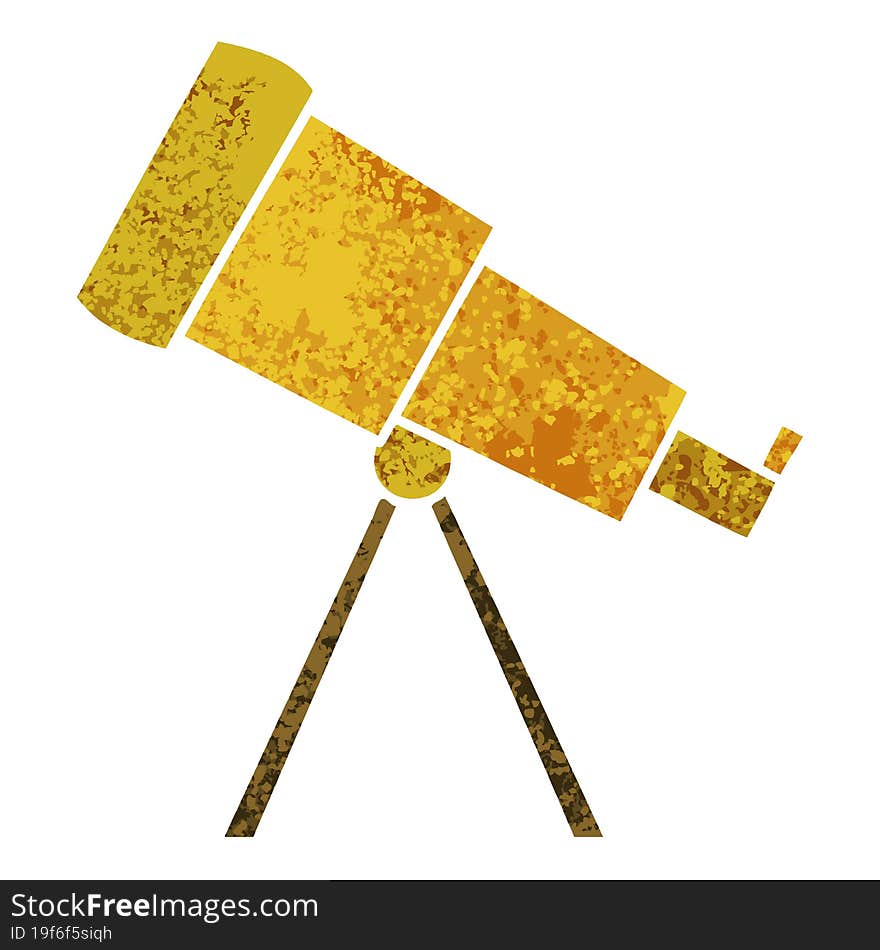 retro illustration style cartoon telescope