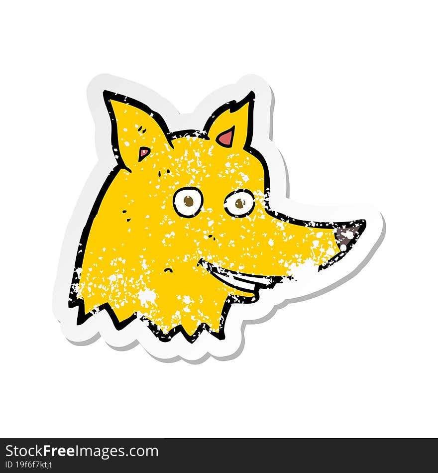 Retro Distressed Sticker Of A Cartoon Fox Head