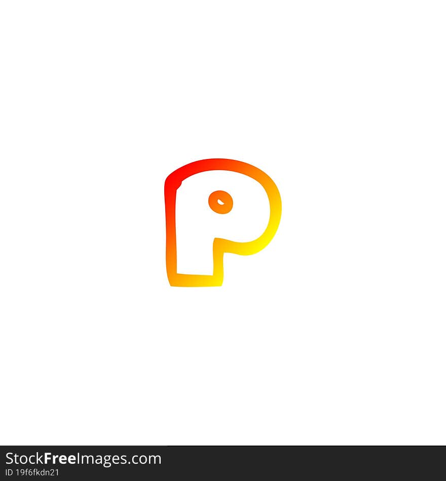 warm gradient line drawing cartoon letter p