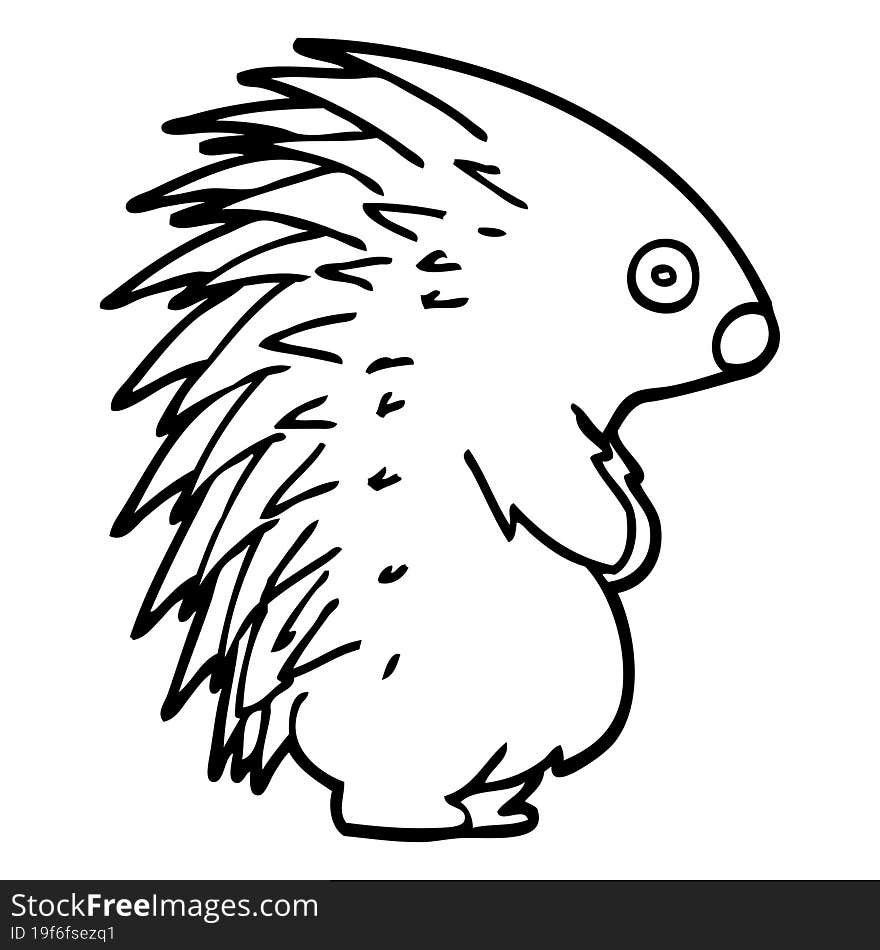 line drawing cartoon spiky hedgehog