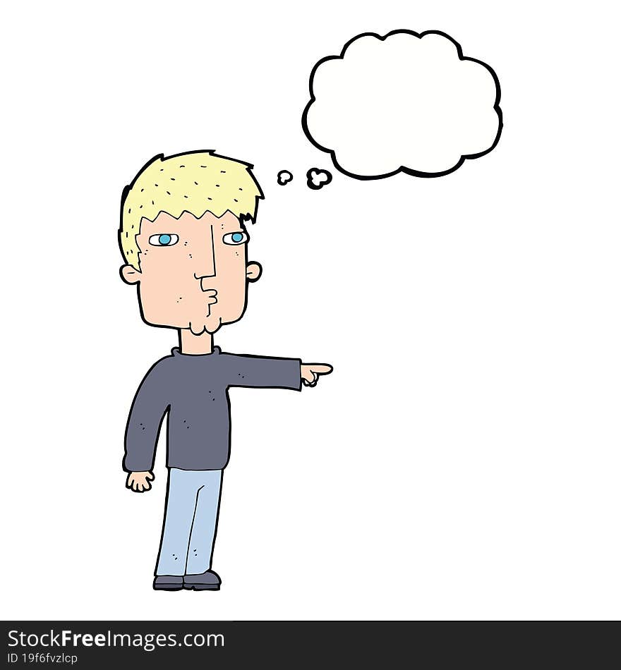 cartoon pointing man with speech bubble