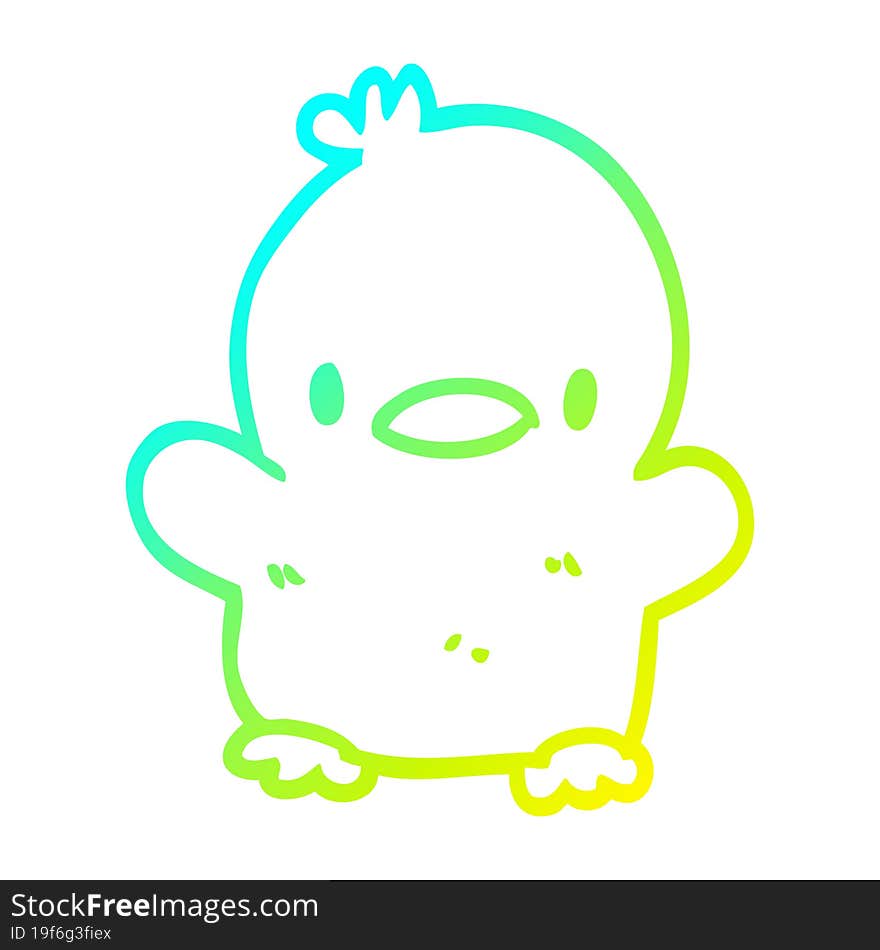 cold gradient line drawing cute cartoon chick