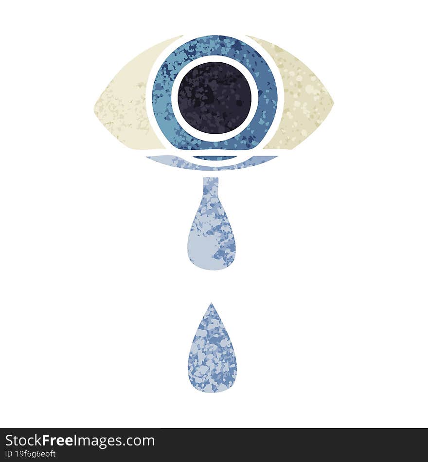 retro illustration style cartoon crying eye