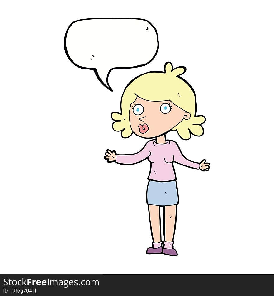 cartoon confused woman with speech bubble