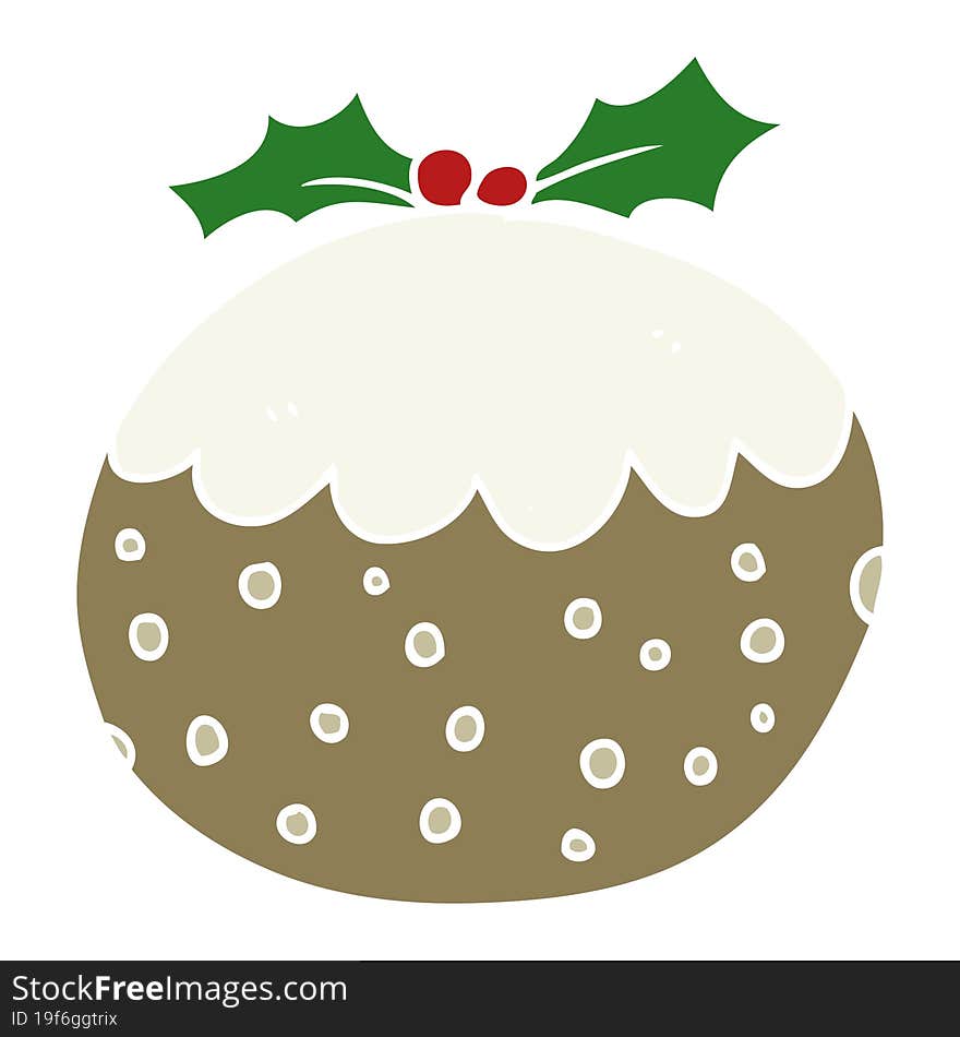 Flat Color Style Cartoon Christmas Pudding