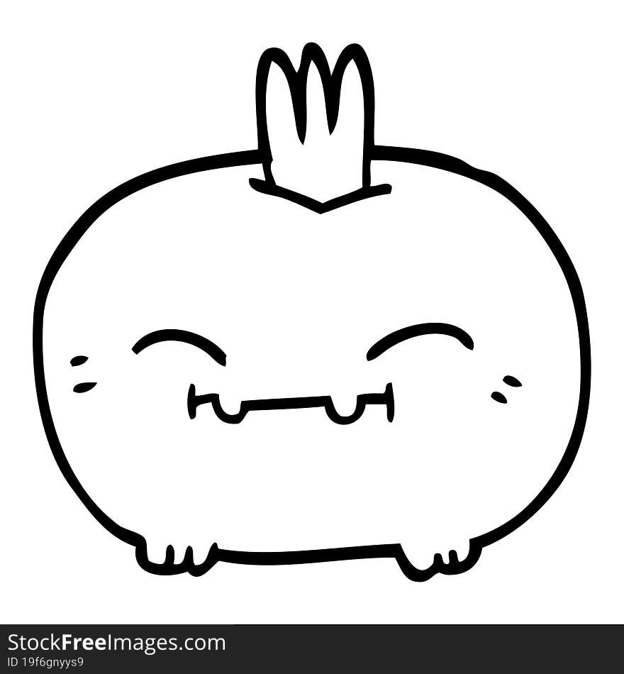 Line Drawing Cartoon Happy Root Vegetable