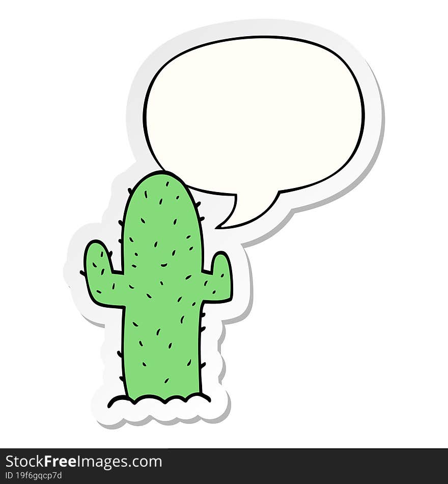 cartoon cactus and speech bubble sticker