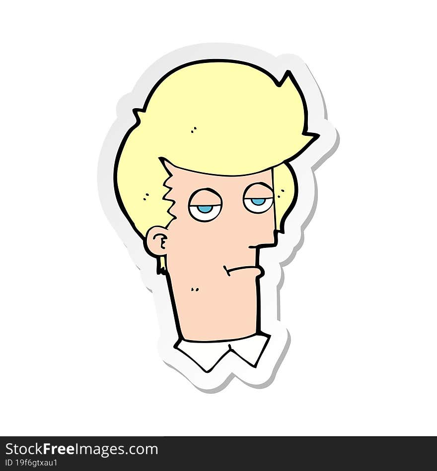 sticker of a cartoon bored man