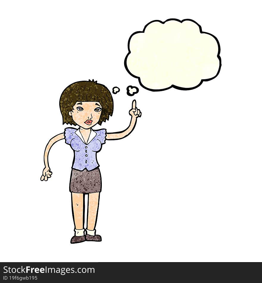 cartoon woman with idea with thought bubble