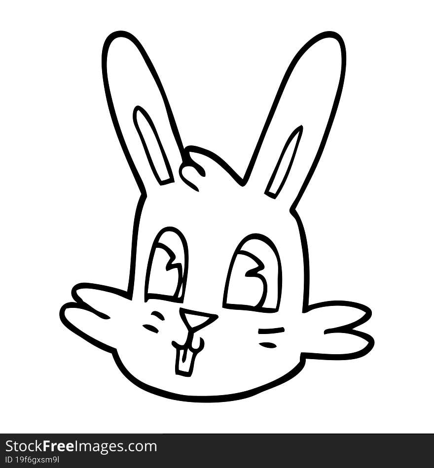 Line Drawing Cartoon Bunny Face