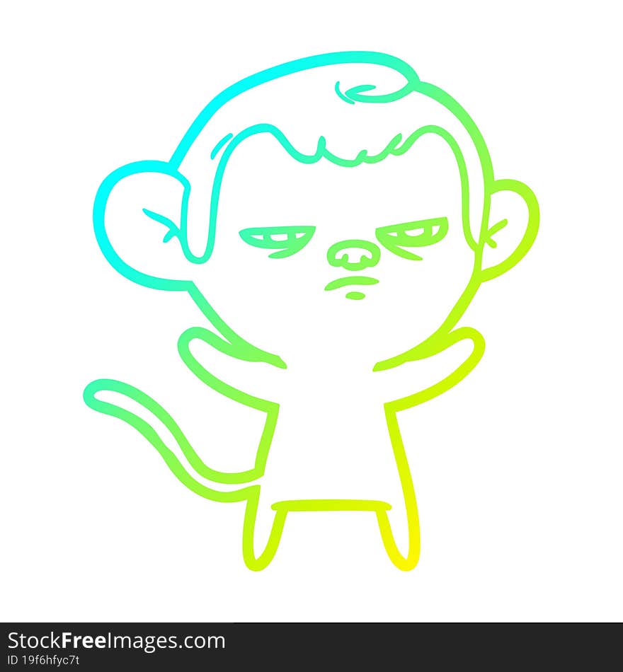 cold gradient line drawing cartoon annoyed monkey