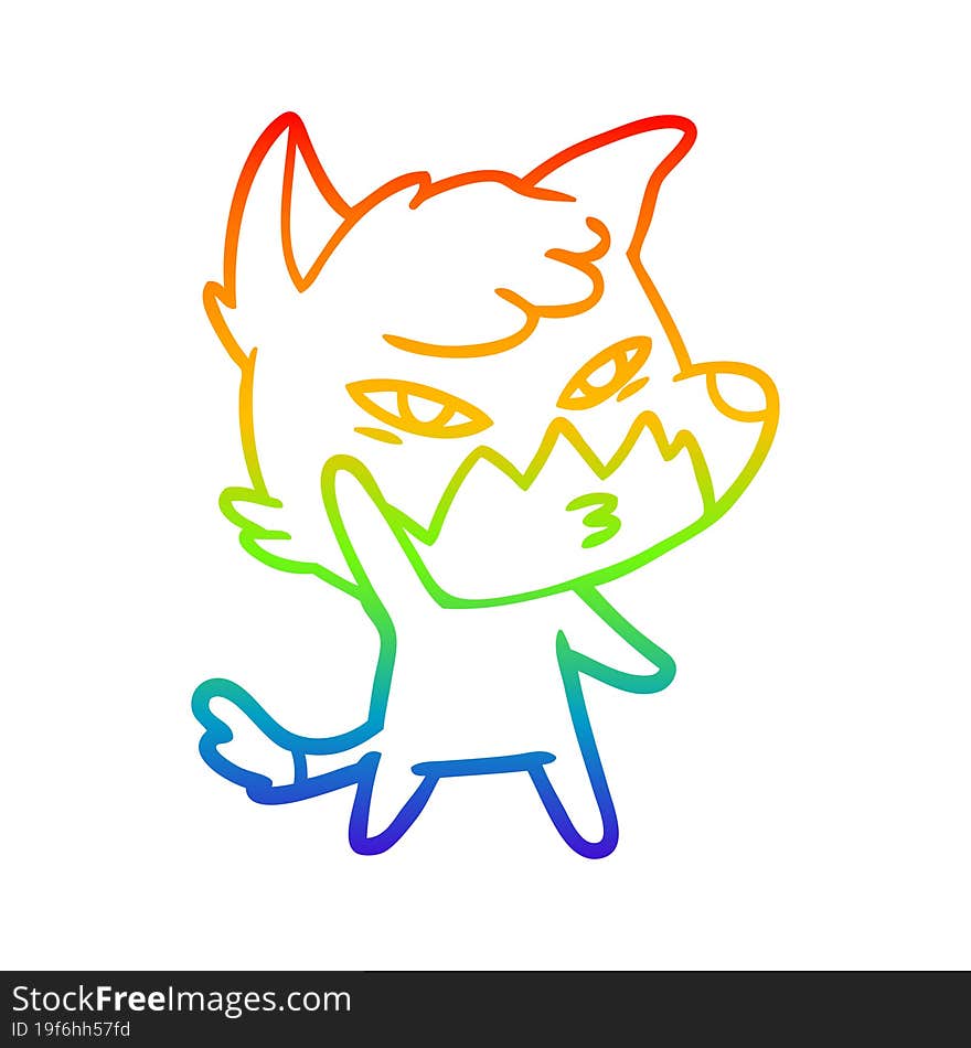 rainbow gradient line drawing clever cartoon fox