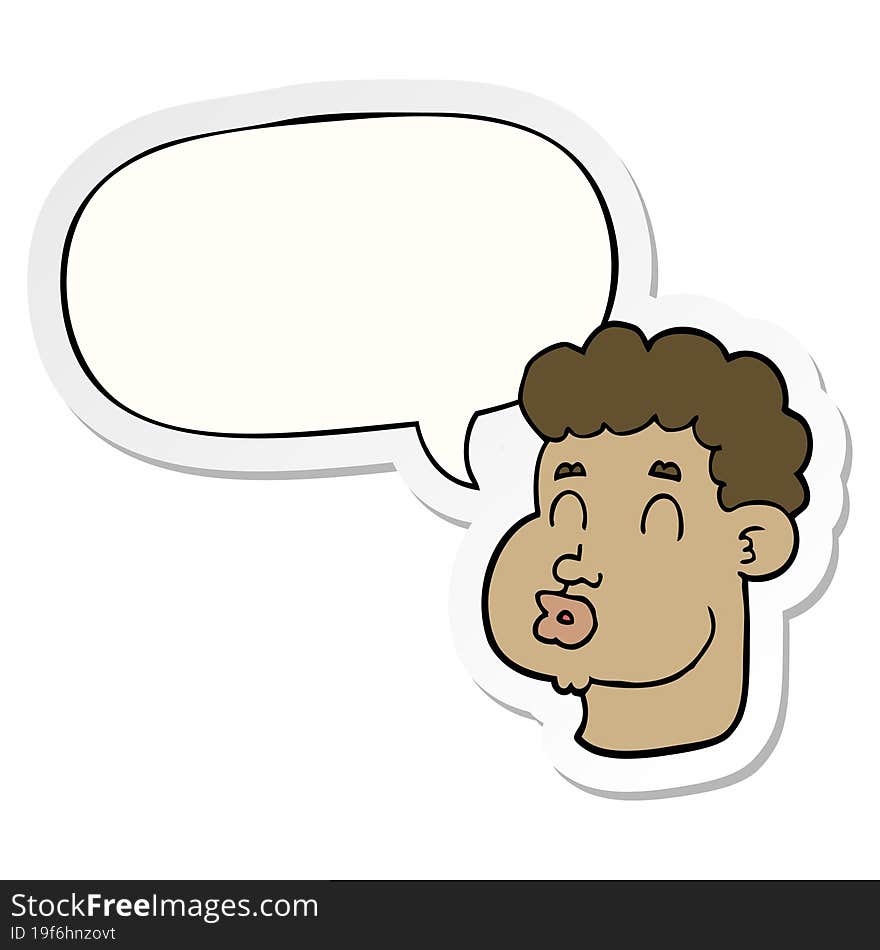 cartoon male face and speech bubble sticker