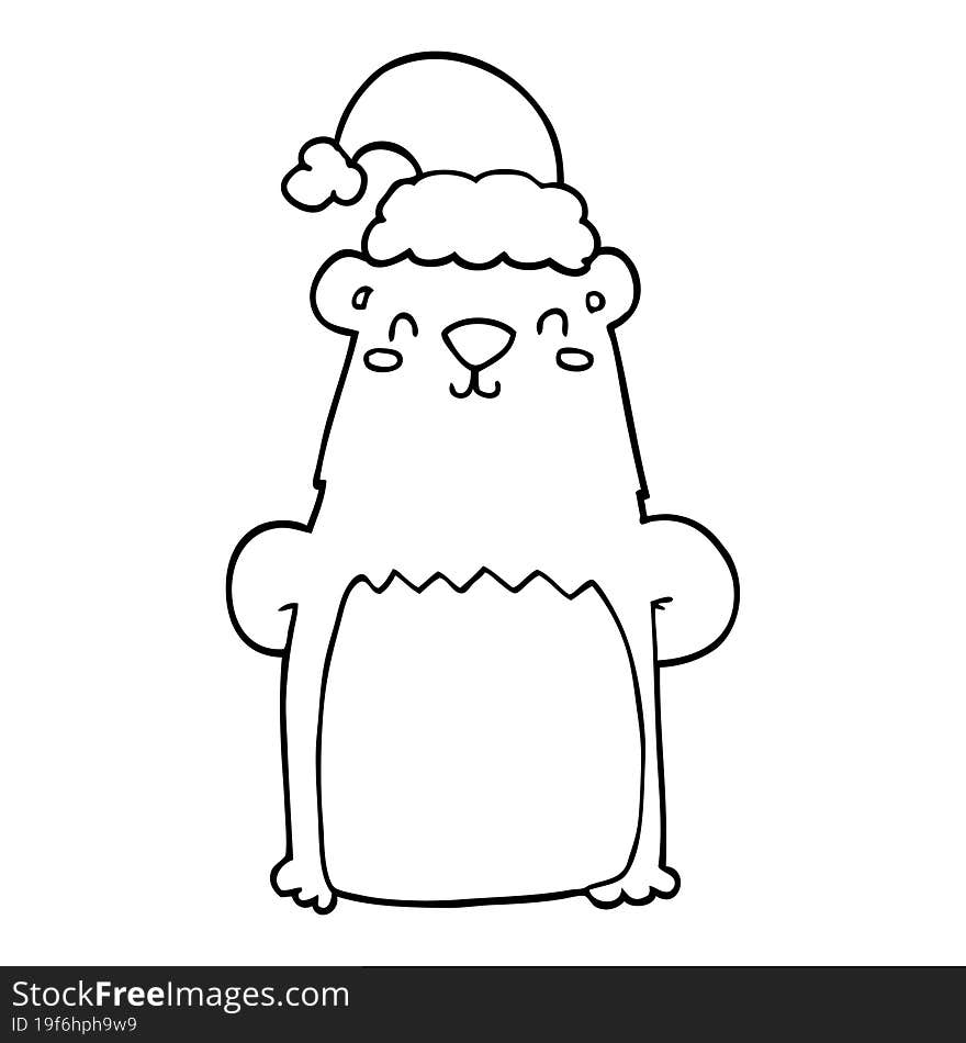 cartoon bear wearing christmas hat