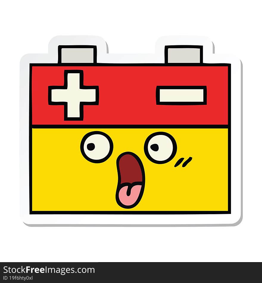 sticker of a cute cartoon car battery