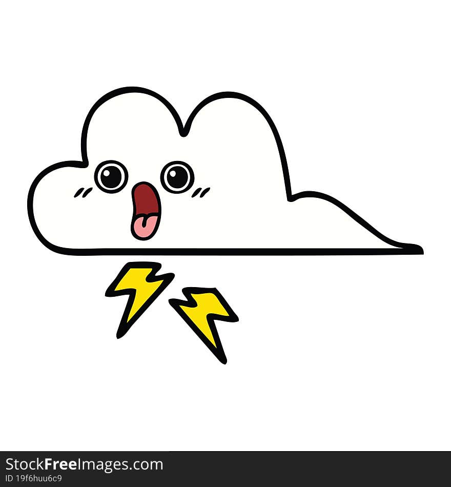 cute cartoon of a storm cloud. cute cartoon of a storm cloud