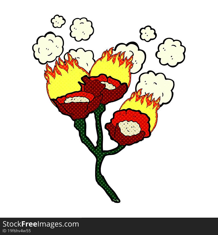 cartoon burning flowers