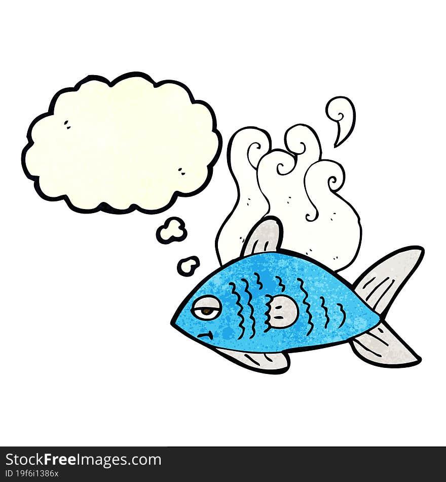 cartoon funny fish with thought bubble