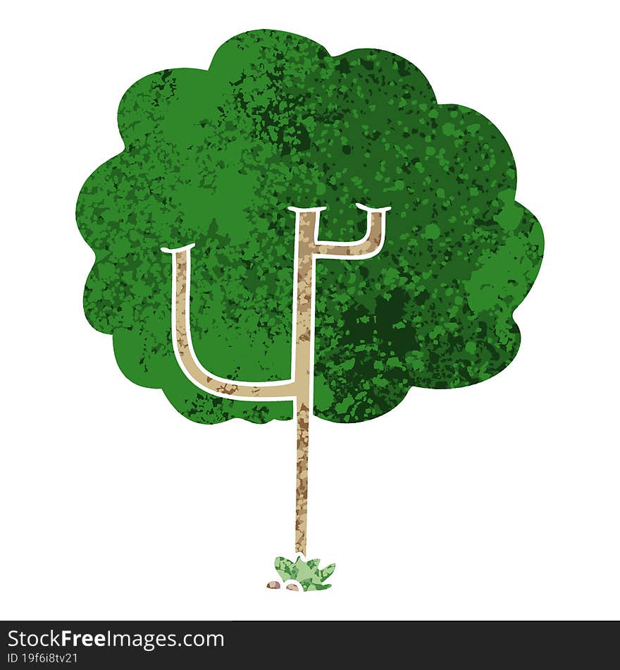 quirky retro illustration style cartoon tree