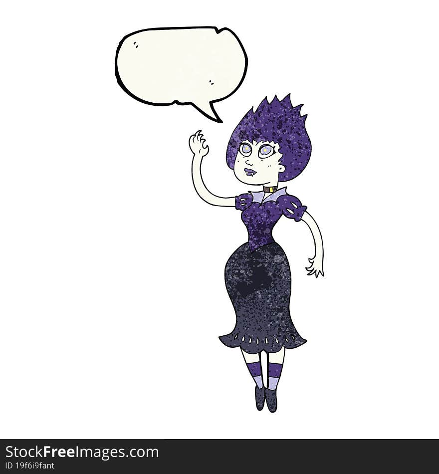 speech bubble textured cartoon vampire girl