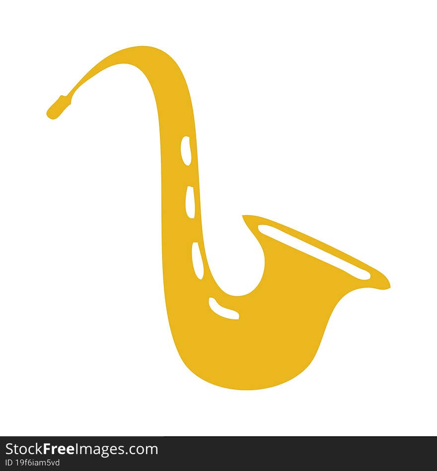 flat color retro cartoon musical saxophone