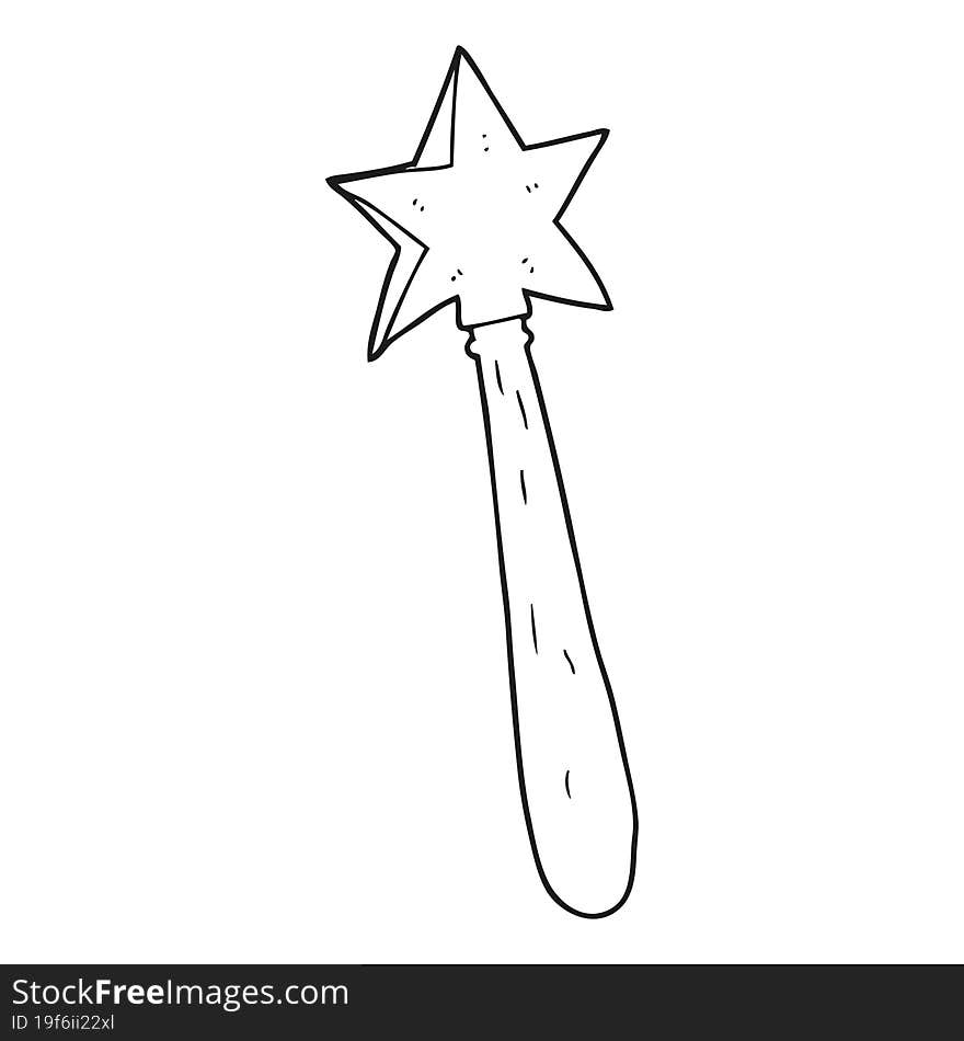 Black And White Cartoon Magic Wand