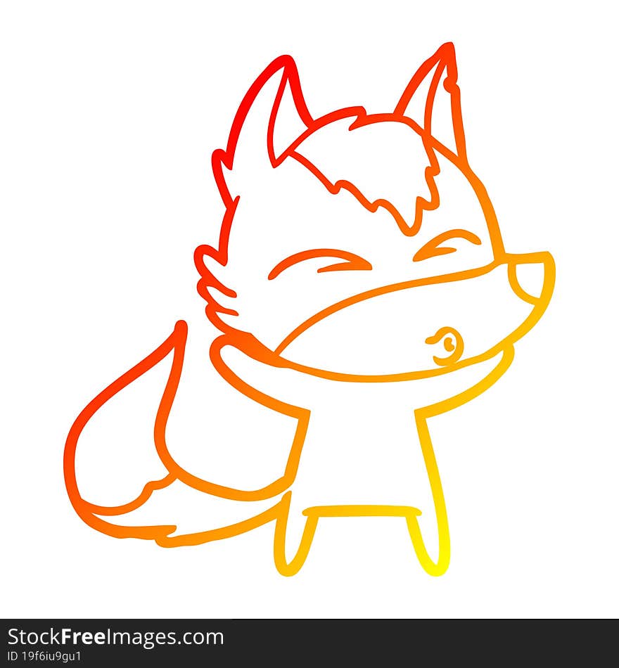 warm gradient line drawing cartoon wolf whistling