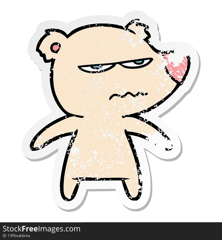 distressed sticker of a angry bear cartoon