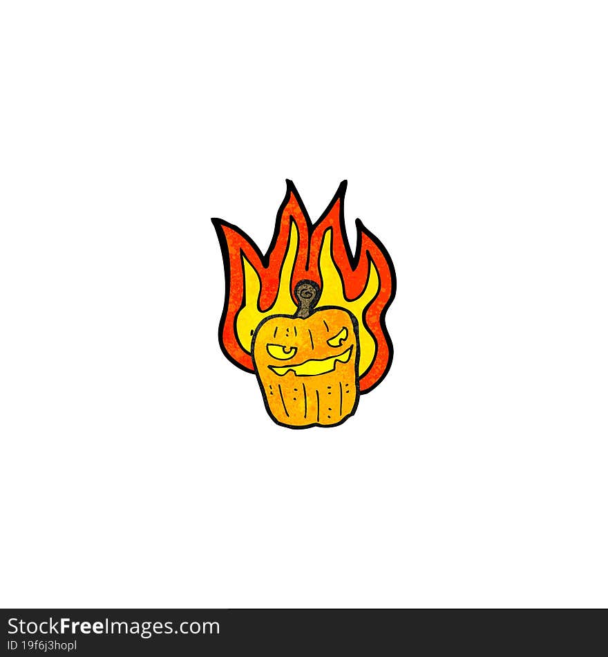 Flaming Pumpkin Cartoon