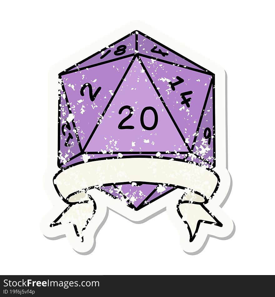 Natural 20 Critical Hit D20 Dice Roll Illustration